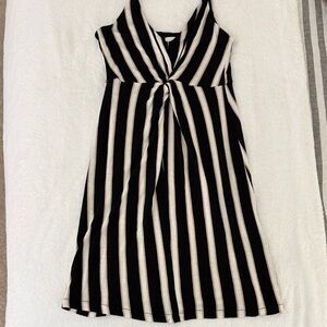 H&M Black and White Striped Midi Dress